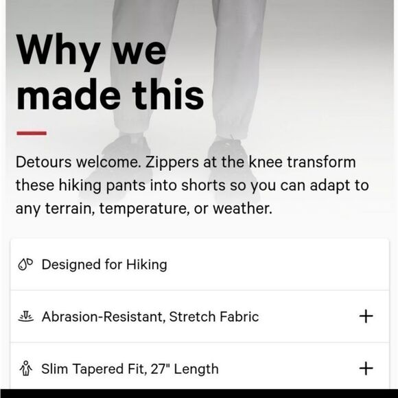 Lululemon Convertible Hiking Pants 27" - Picture 11 of 14